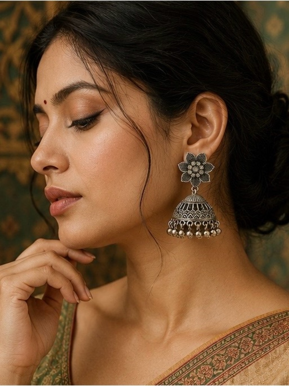 ✨ Vintage Floral Jhumka Earrings ✨